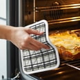 thumbnail image 3 of Sage Green Black Plaid Pot Holders for Kitchen Heatproof Potholder, 3 Pack Farmhouse Green Black Checkered Hot Pads Multipurpose Oven Pads Cloth Potholders Trivet for Cooking Baking, 3 of 8