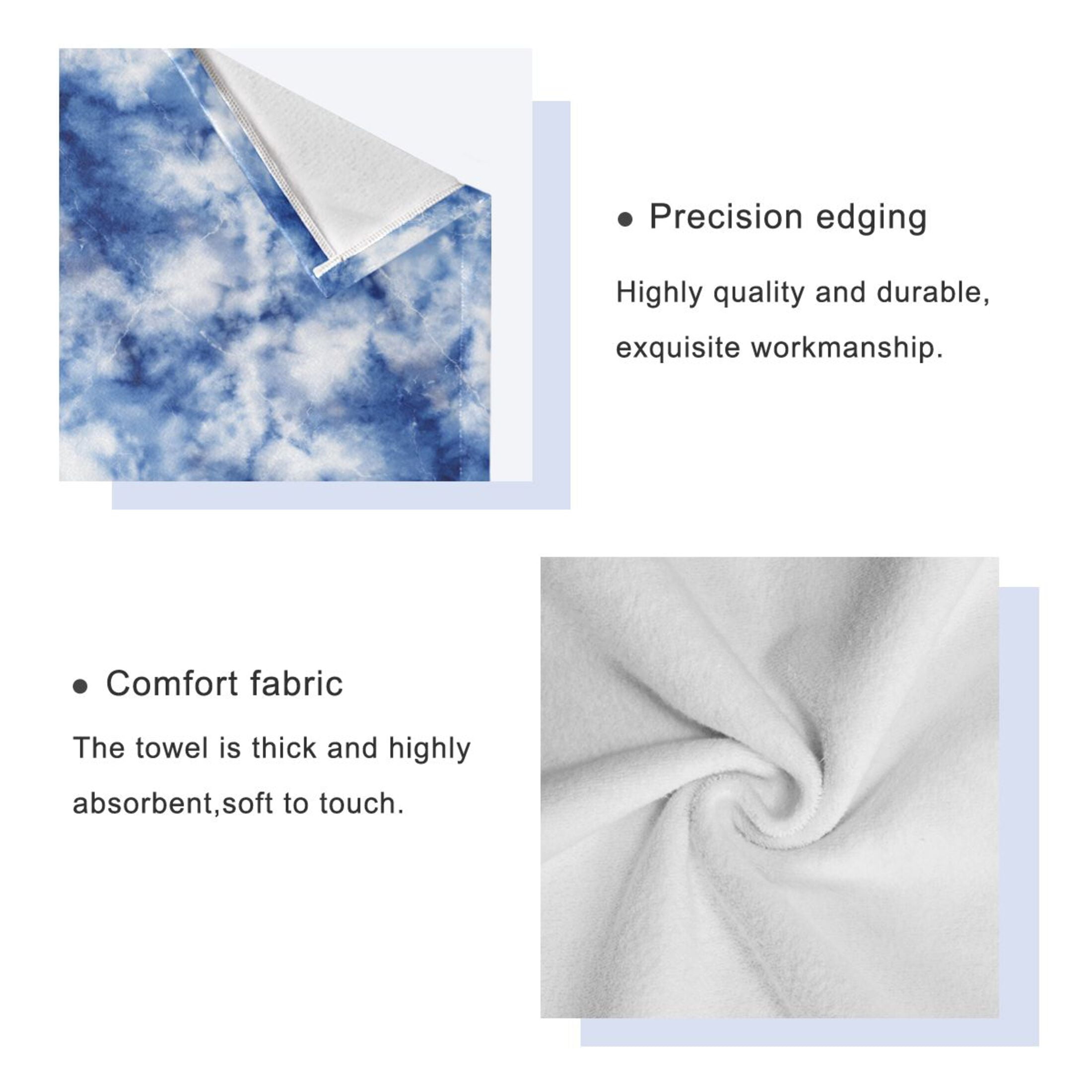 3 Piece Bath Towels Set Bath Towel, Hand Towel and Face Towel for Bathroom, Gym, Hotel Blue Tie-dye Pattern