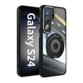 thumbnail image 3 of Compatible with Samsung Galaxy S24 FE Case, [Military Grade Drop Tested][Camera Lens Protection][Built in Kickstand] Translucent Tempered Glass Slim Back Soft Edge Magnetic Cover,Black, 3 of 8