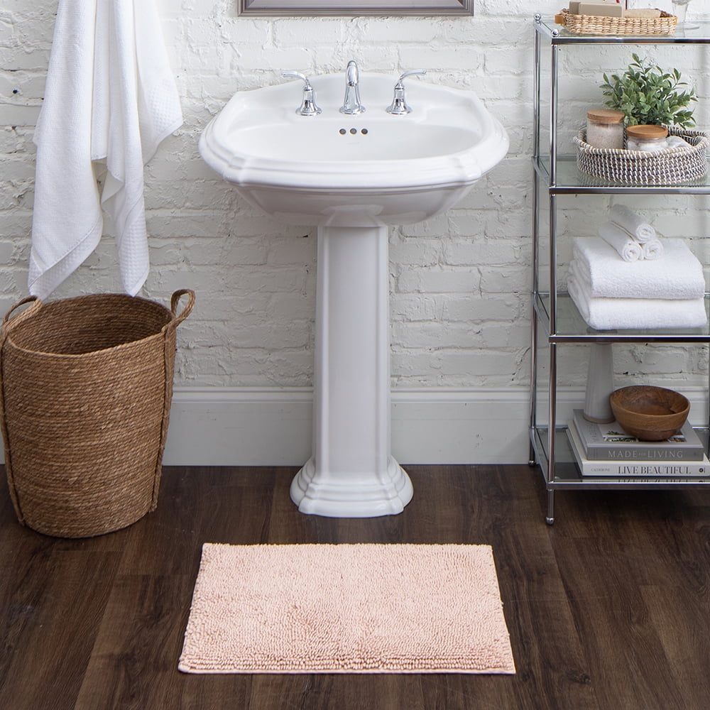 Mohawk Home Classic Cotton Plush Stain/Fade Resistant Non-Slip Washable Bath Mat, Blush, 1' 5" X 2'