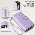 thumbnail image 3 of For Apple iPhone 16 Pro Max Wallet Case Magnetic Flip Cover 9-Card Slots Zipper Pocket With Detachable Shoulder Strap And Wrist Strap,Purple,For iPhone 16 Pro Max, 3 of 7