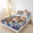 thumbnail image 4 of Feelyou Christmas Robin Full Size Sheets, Winter Plant Fruit Bed Sheets, Dreamy Fairy Tale Sheet Sets, Super Cozy Room Decor,4 Pieces, 4 of 7