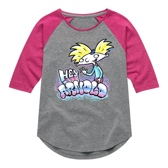 Hey Arnold! - Airbrush Arnold - Toddler And Youth Girls Raglan Graphic T-Shirt