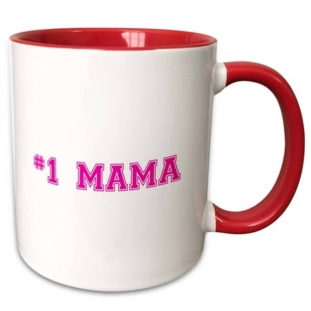 3dRose #1 Mama - Number One Mom in hot pink - for worlds greatest and best moms - good for Mothers day - Two Tone Red Mug,