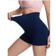 thumbnail image 3 of Seamless Leggings Shorts for Women High Waisted Butt-Lifting Rib-Knit Soft Yoga Workout Running Biker Shorts (M, Navy), 3 of 5