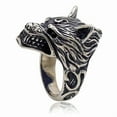 thumbnail image 4 of Mens Vintage Alloy Animal Ring: Giant Wolf Head Design Fashion Statement Ring for Men Antique Silver Finish, 4 of 6