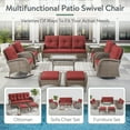 thumbnail image 5 of PARKWELL Patio Rattan Ottoman Set of 2,Wicker Foot Rest with Red Cushions for Porch Balcony Backyard,Gray Wicker, 5 of 6
