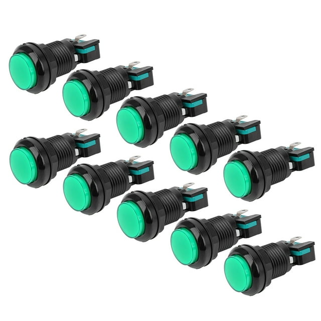 10 piezas de interruptor de control de botón pulsador BERM con reinicio automático de 250 V para consolas de juegos, máquina grúa BEM-Y33Green