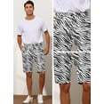 thumbnail image 4 of Unique Bargains Men's Animal Printed Shorts Regular Fit Summer Golf Shorts Pants 32 Zebra Print, 4 of 6