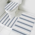 thumbnail image 3 of Blue Beige Bath Mat 3 Piece Bathroom Rug Set, Modern Abstract Gradient Vertical Stripes Non Slip Bath Rug Contour Mat and Toilet Lid Cover, Absorbent Shower Mats Soft Bath Rugs and Mats Sets, 3 of 8