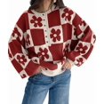 thumbnail image 4 of Women'S Floral Pattern Crewneck Long Sleeve Drop Shoulder Sweaters Pullover Tops LC2727402-P2 M, 4 of 7