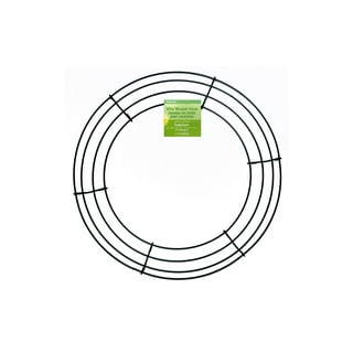 Floral Garden Round Metal Wire Circle Wreath Frame Form Hanger Green 14  Inch Set of 2 (Bean Vanilla)