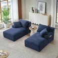 thumbnail image 4 of 70.9” Oversized Double Lounge Chaise, Upholstered Boneless Cloud Sofa Deep Seat, No Assembly Required, Modern Corduroy Sleeper Loveseat Chair for Living Room, Bedroom, Reading, Blue, 4 of 9