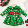 thumbnail image 2 of Toimothcn Toddler Baby Girls Dress Long Sleeve Lapel Christmas Santa Printed Dress Ruffled Warm Loose Fit Sundress Lovely Girl'S Festival Clothing, 2 of 9