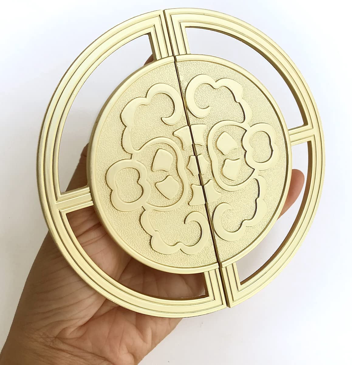 CATPAN 1 Pair Gold Vintage Style Brass Pull Handles for Cabinet Closet Drawer Door -Circular Antique Pull Knobs ,New Chinese Auspicious Pattern