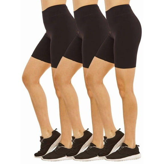 3 Pack Women's Cotton Biker Shorts Mid Thigh Leggings With High Wide Waistband S-3XL High Waisted 15" Yoga Short Leggings No See-Through Workout for Women Tummy Control Activewear Womenswear