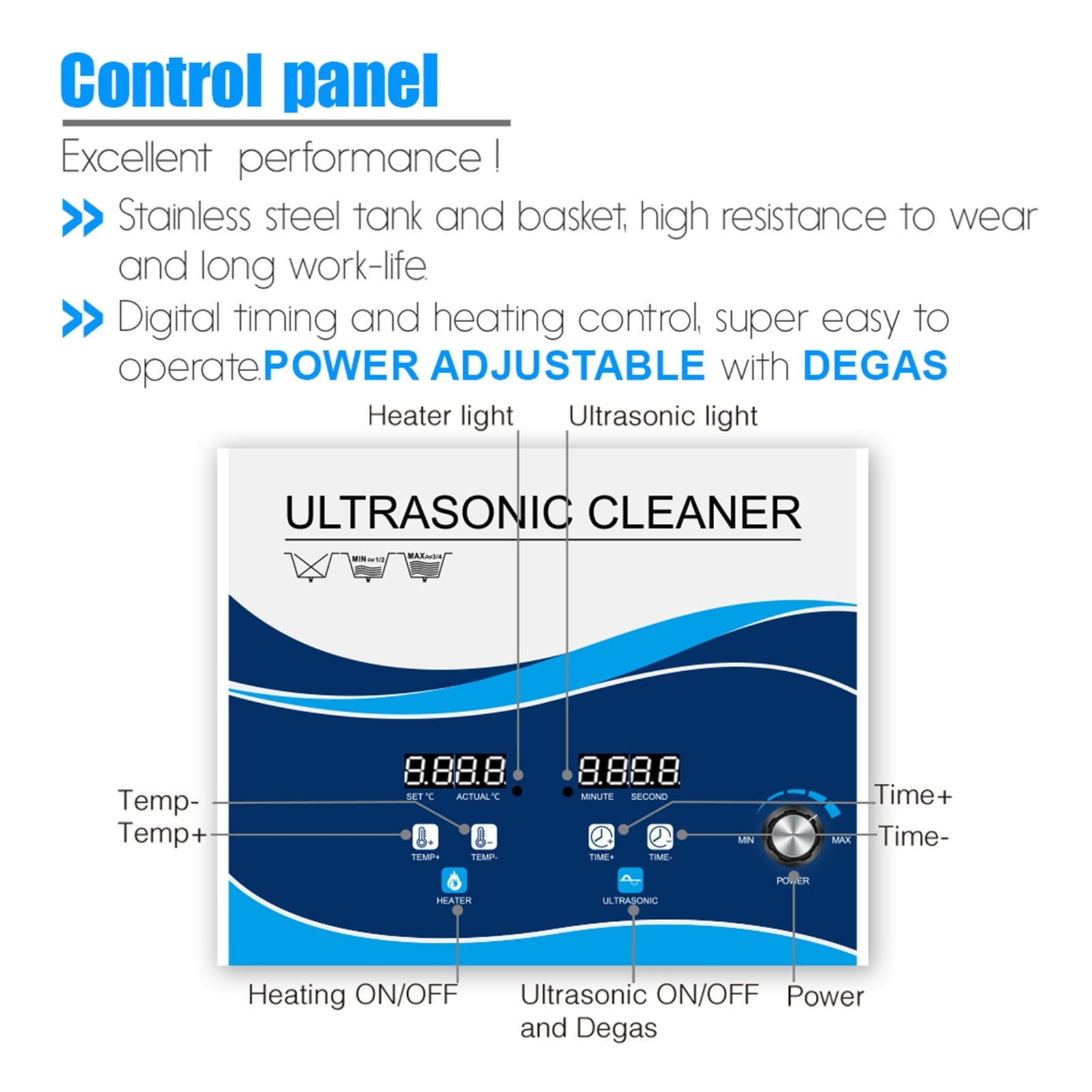 Power Adjustable Digital Ultrasonic Cleaner 6L 6.5L With Heating For Main Board Laboratory Medical Tools ,Strong Cleaning