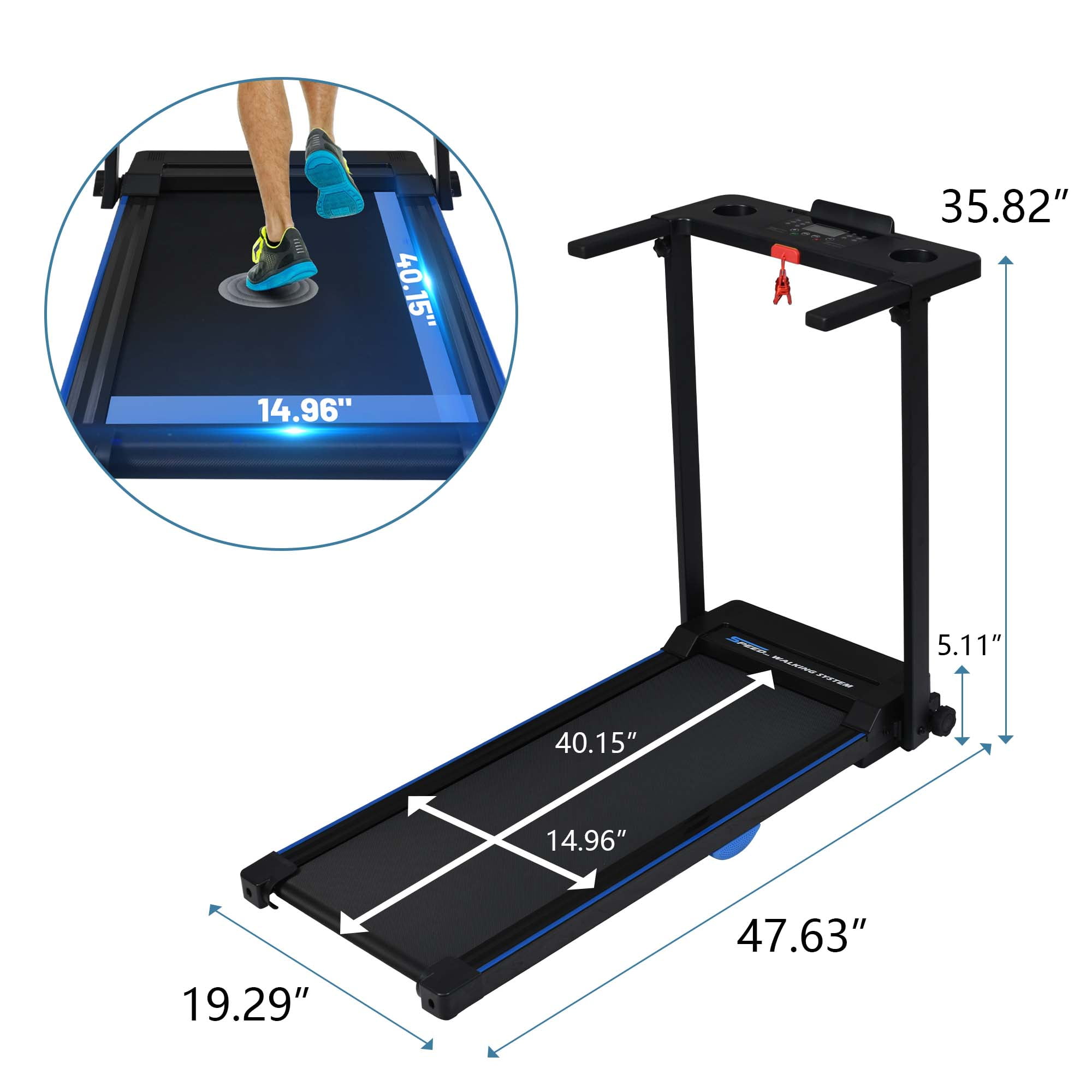Aukfa Folding Treadmill, 2.5HP Compact Walking Treadmill with LCD Display, 265LB Capacity for Home Office