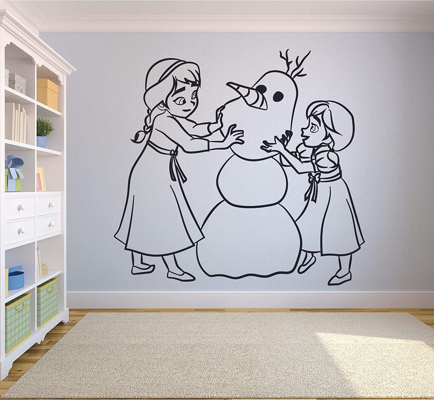 LARGE FROZEN WALL STICKERS ART ANNA AND ELSA KIDS BEDROOM 