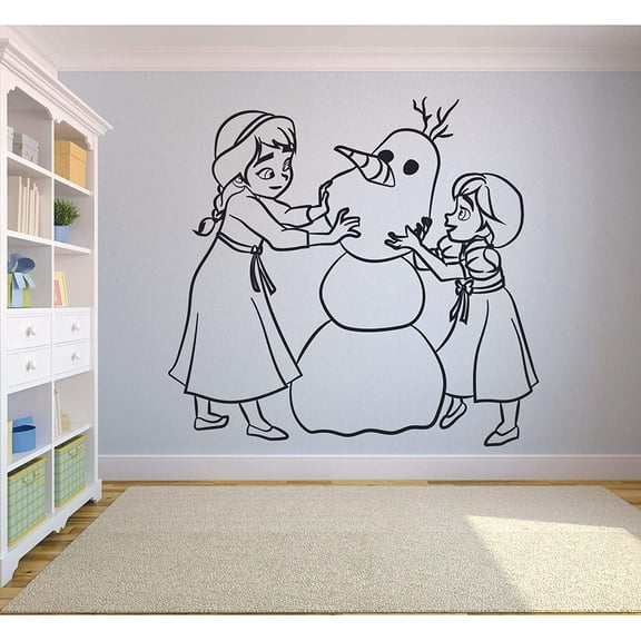 Elsa Anna Olaf Frozen Wall Decals For Kids Rooms Let It Go Decor Girls Children Creative Animated Vinyl Decal Removable Stickers for Bedrooms Artwork Child Favorite Decoration Size (8x10 inch)