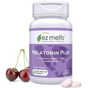 EZ Melts Dissolvable Melatonin Plus, Sugar-Free Sleep Support with Melatonin 5mg, L-Theanine, GABA, 5-HTP, and Herbal Blend, 60-Day Supply