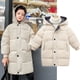 thumbnail image 2 of Chaqueta acolchada de plumón para niños y niñas, cárdigan informal de longitud media con capucha, Color sólido, invierno, 2024, 2 of 5