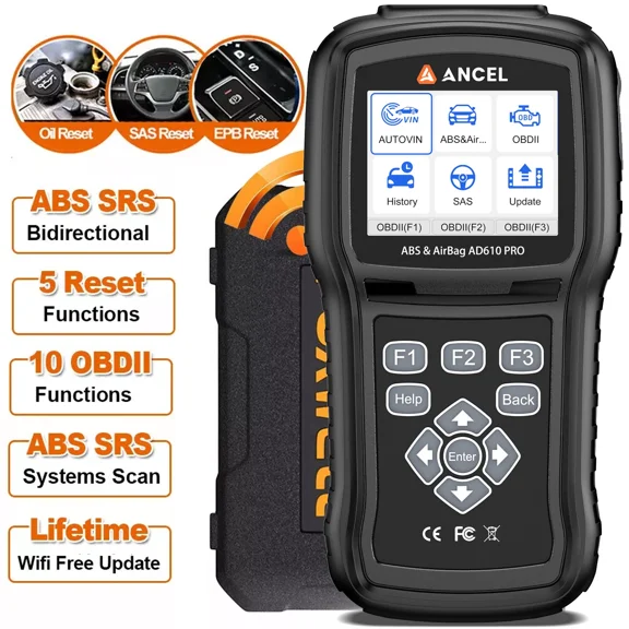 ANCEL AD610P Bi-Directional OBD2 Scanner Code Reader SRS ABS Bleed SAS SRS Diagnostic Tools
