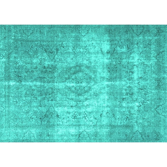 Ahgly Company Machine Washable Indoor Rectangle Persian Turquoise Blue Traditional Area Rugs, 5' x 7'