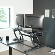 VIVO Black Height Adjustable Standing Desk Monitor Riser Tabletop Sit to Stand