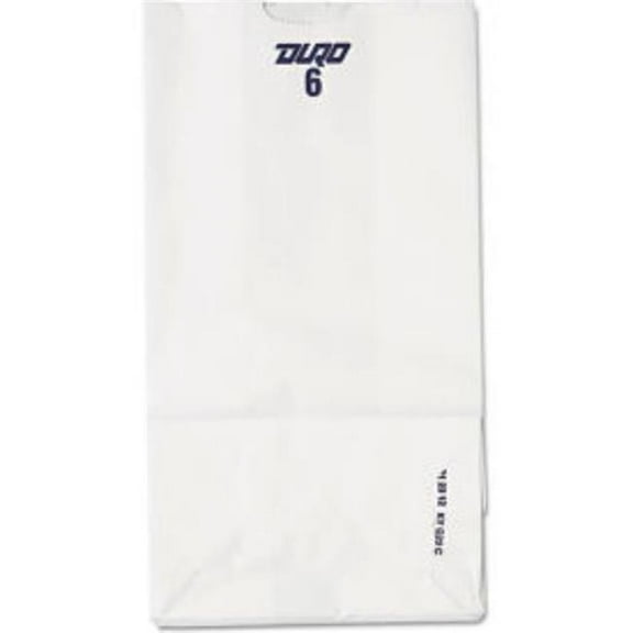 United Stationers Supply B567427 Duro Bag Paper Grocery Bags - No. 6 - 6 x 3.625 x 11.17 in. - White - Pack of 500