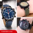 thumbnail image 4 of Correa de reloj deportiva de lona de 24 x 16 mm con base de cuero para TIMEX T2N720 T2N721 TW2R55500 TW2T76500, correa de reloj marrón y verde militar, 4 of 5