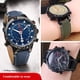 thumbnail image 4 of Correa de reloj deportiva de lona de 24 x 16 mm con base de cuero para TIMEX T2N720 T2N721 TW2R55500 TW2T76500, correa de reloj marrón y verde militar, 4 of 5