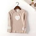 thumbnail image 2 of Girls Shirts Spring And Fall New Long Sleeved Embroidered Heart Shaped Stretch Thread T Shirt Fashion Top Khaki, 6-7 Years, 2 of 4