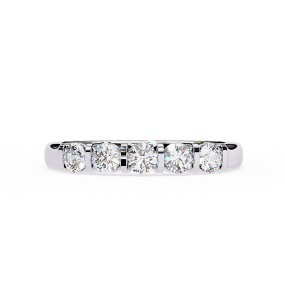 0.51 TCW Round Brilliant Cut Lab Grown Diamond Bar Set Five Stone Engagement Ring, CVD Diamond 14K White Gold Wedding Ring For Woman
