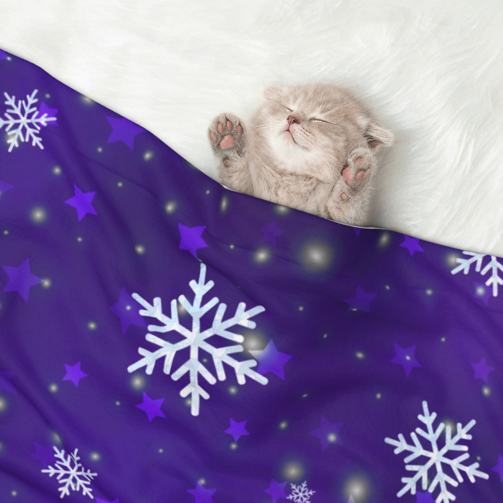 Naloa Dark Purple Snowflakes Dog Blanket, 3 Sizes Cat Blanket for Indoor Cats Large Medium Small Dog Gifts-Large