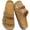 Brown, variant on Women's Comfort Flat Sandals Summer Cork Footbed Slides with Double Adjustable Buckle
