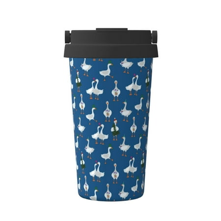 

Susaid Cartoon Geese With Xmas Print Coffee Travel Mug Insulated Coffee Mug with Lid Leakproof Coffee Thermos Coffee Tumbler for Hot&Cold Drinks