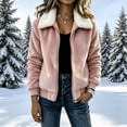thumbnail image 5 of Women's Soft Fuzzy Jacket, Stylish Zip Front Fall Winter Outerwear with Sherpa Trim, 5 of 8