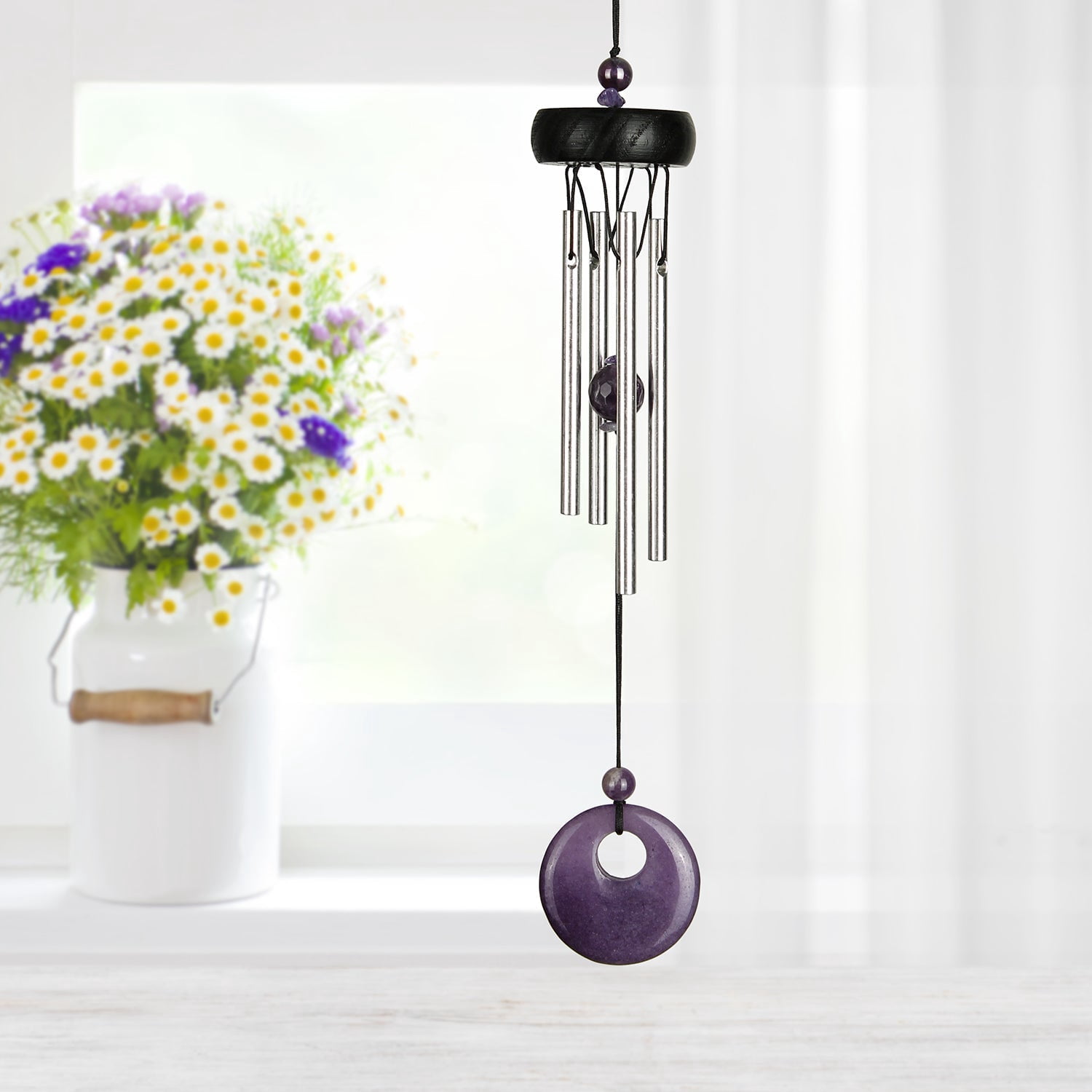 Woodstock Windchimes Precious Stones Chimes Amethyst, Wind Chimes For Outside, Wind Chimes For Garden, Patio, and Outdoor Décor, 12"L