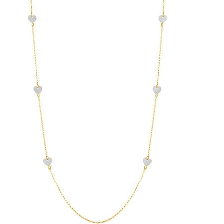 Lesa Michele Two-Tone Station Heart Necklace in Gold over Sterling Silver