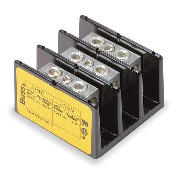 Eaton Bussmann Mintr Distr Block,Al/Cu,600V AC/DC 16204-3