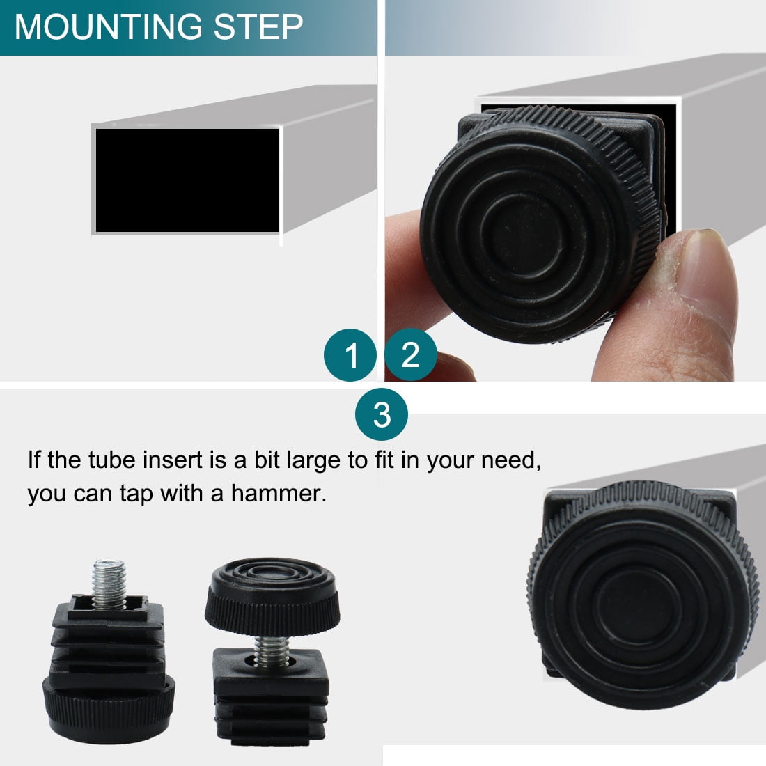 Unique Bargains Table Adjustable Leveling Foot Square Insert 30mm x 30mm 4 Sets