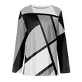 thumbnail image 4 of Boho Tops for Women Colorful Striped Crew Neck Long Sleeve Shirts for Women Colorblock Twist Knot Loose Fit Tunic Casual Tee, 4 of 5