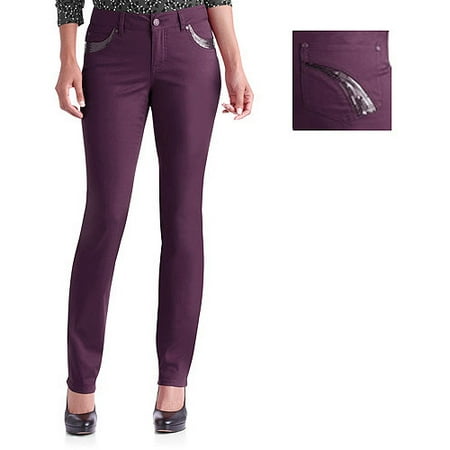 Faded Glory Trend Collection Sequin Pocket Straight Leg Jeans