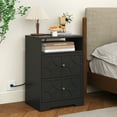 thumbnail image 6 of May in Color Large Nightstand with 2 Drawers, Modern Side Table with Charging Station and Diamond Carvings, Accent End Table for Living Room, Bedroom, Entryway, Black, 6 of 9