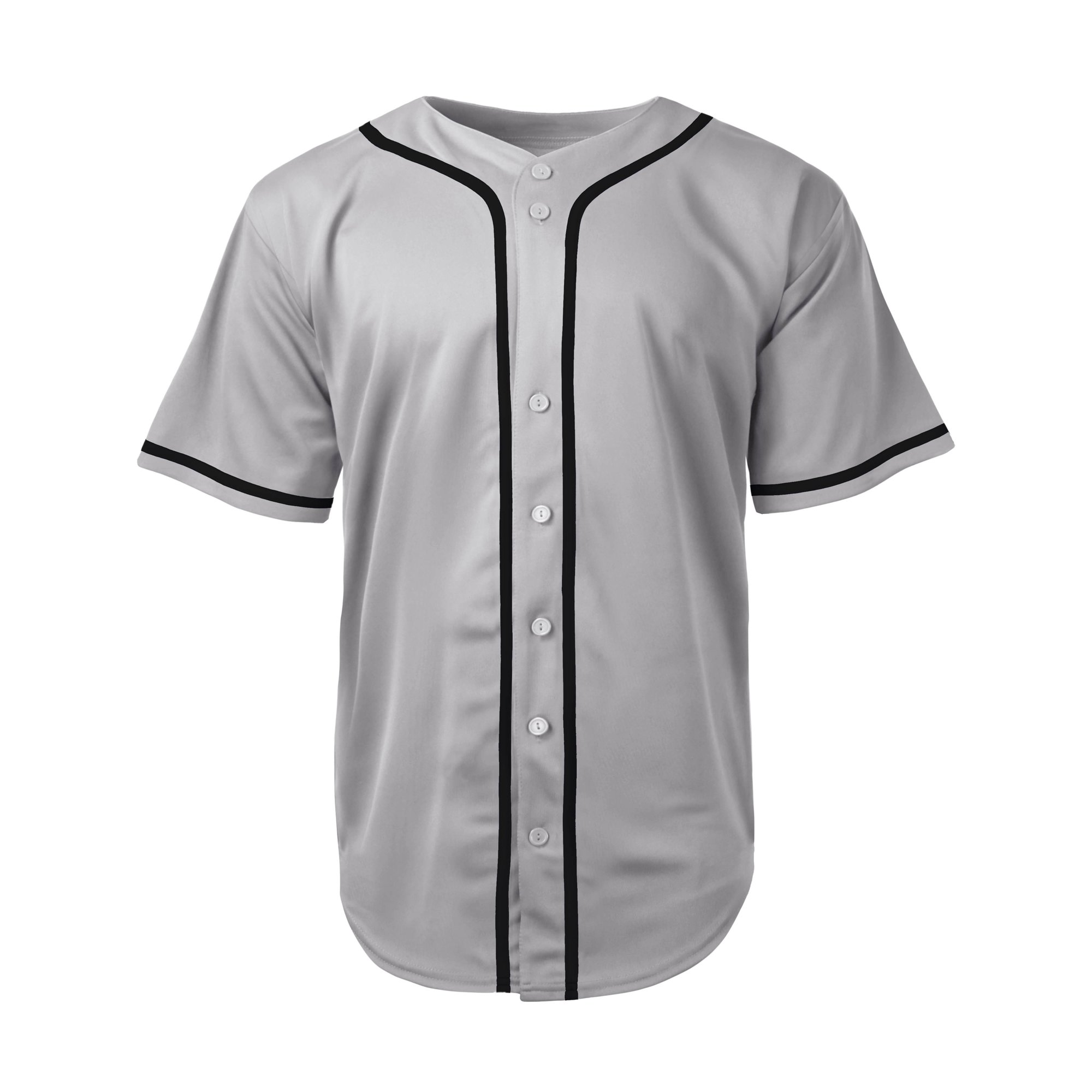 Ma Croix Mens Team Sports Printable Blank Jersey Baseball Collar Button Up T Shirts, Men's, Size: 2XL, Gray