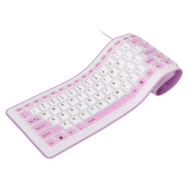 Foldable Silicone Keyboard, Keys USB Wired Silicon Silicone Keyboard 103 Waterproof Mute Fadeless for PC Laptop Purple
