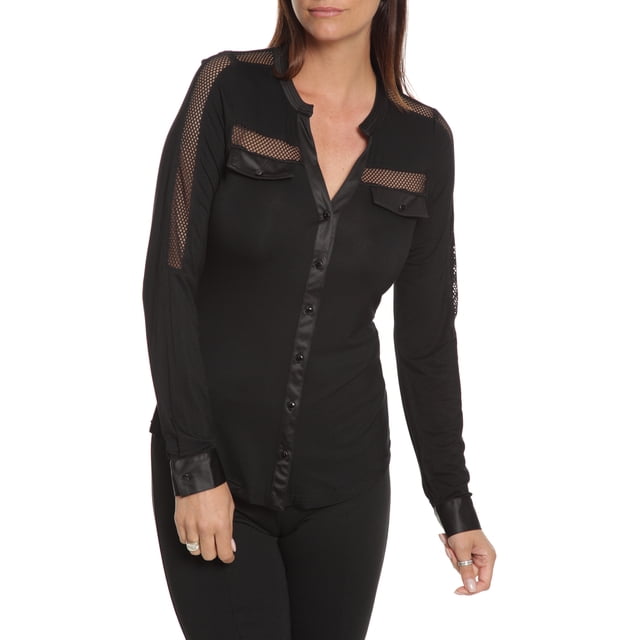 Lady Dutch Long Sleeve Black Shirt With Contrast Cuffs