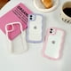thumbnail image 2 of Funda transparente para iPhone 12/12 Pro de 6,1 pulgadas, lindo marco ondulado rizado transparente estético a prueba de golpes, funda delgada y suave de TPU para niñas y mujeres, color morado JM, 2 of 4