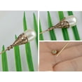 thumbnail image 3 of Women's Hat Pin Long Handle Golden Jewelry Retro Hollow Out Pearl Pins Pack Of 6, 3 of 4